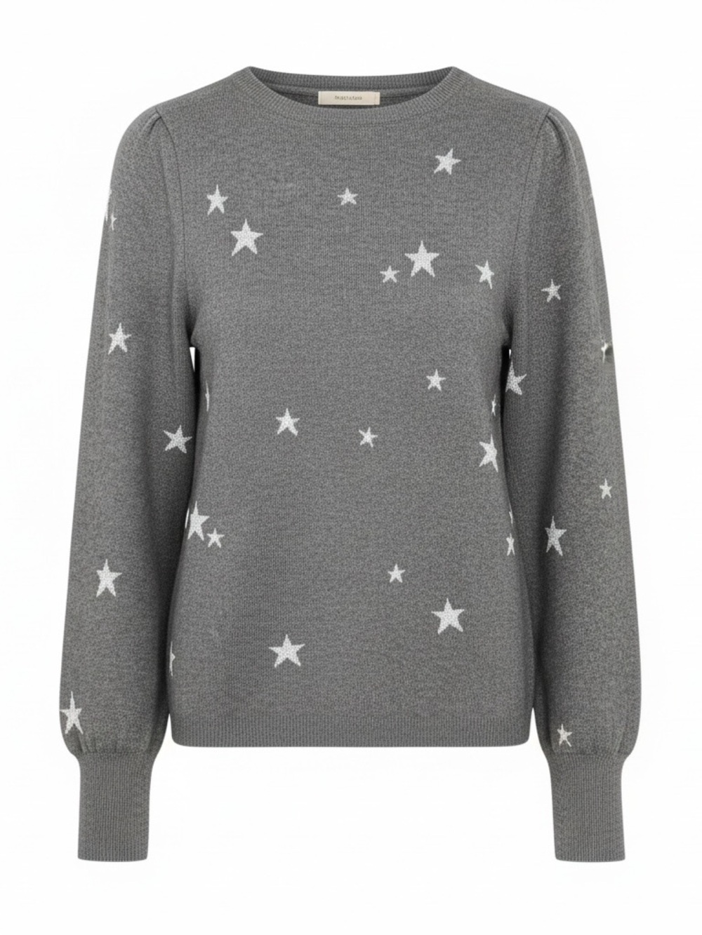 Ann Taylor Gray Crewneck Sweater with White Star Motif